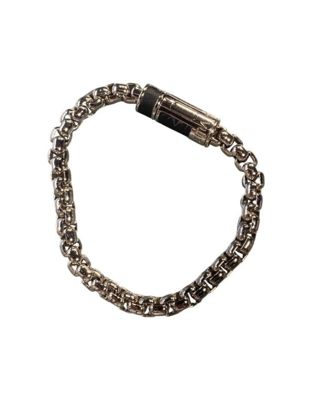 Louis Vuitton Bracelet Chain Monogram Eclipse Silver Black